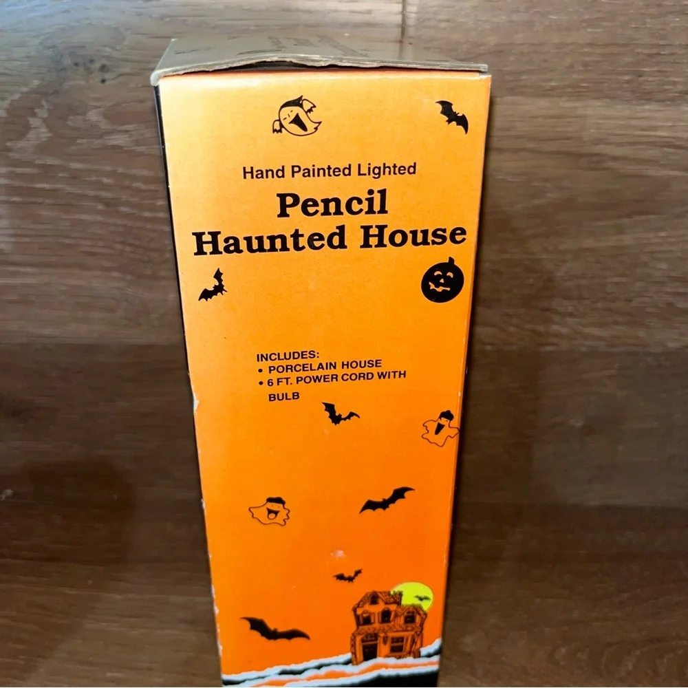 Hand Painted Lighted Pencil Haunted House NIB